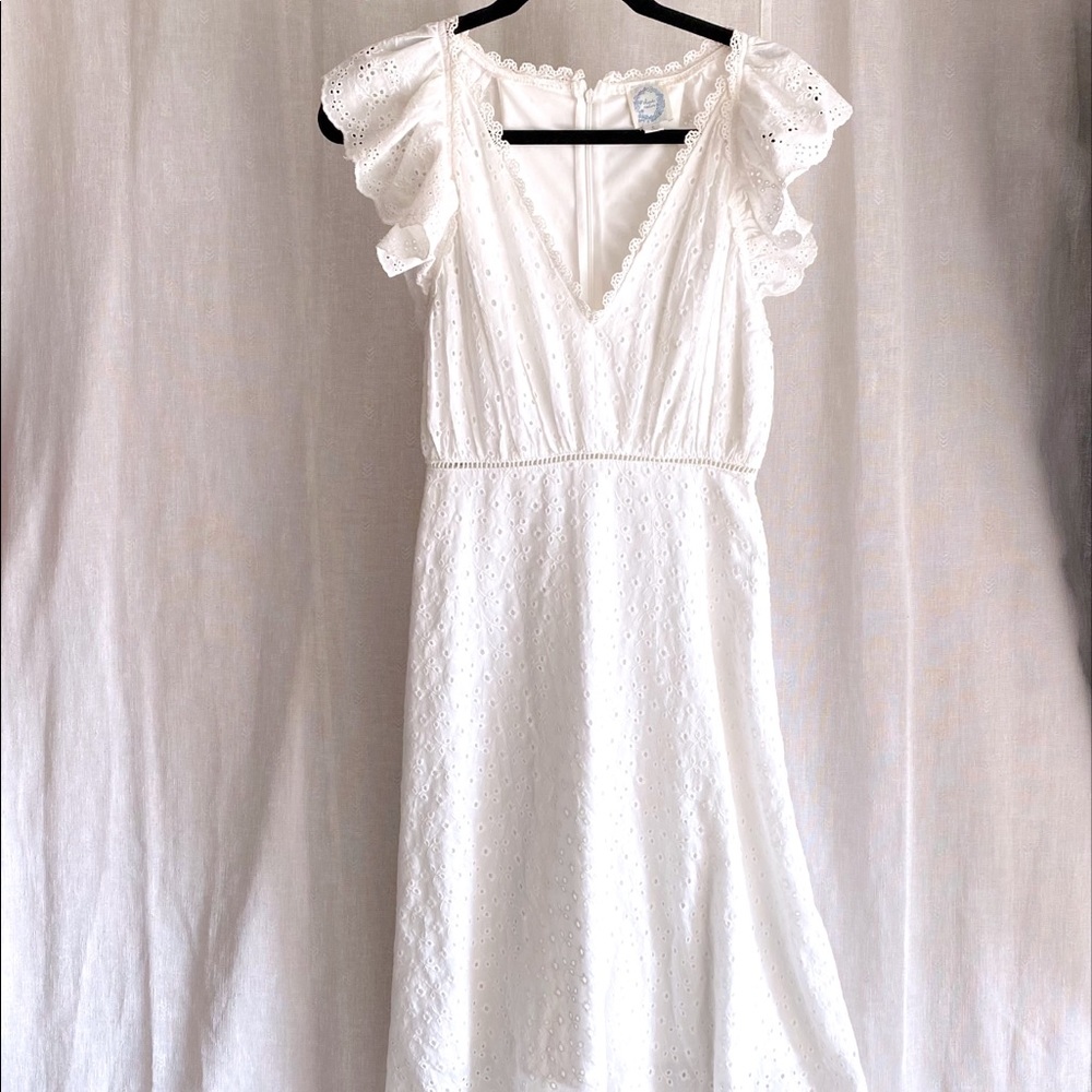 Blue Rain Francesca's Midi Ruffle Eyelet Dress